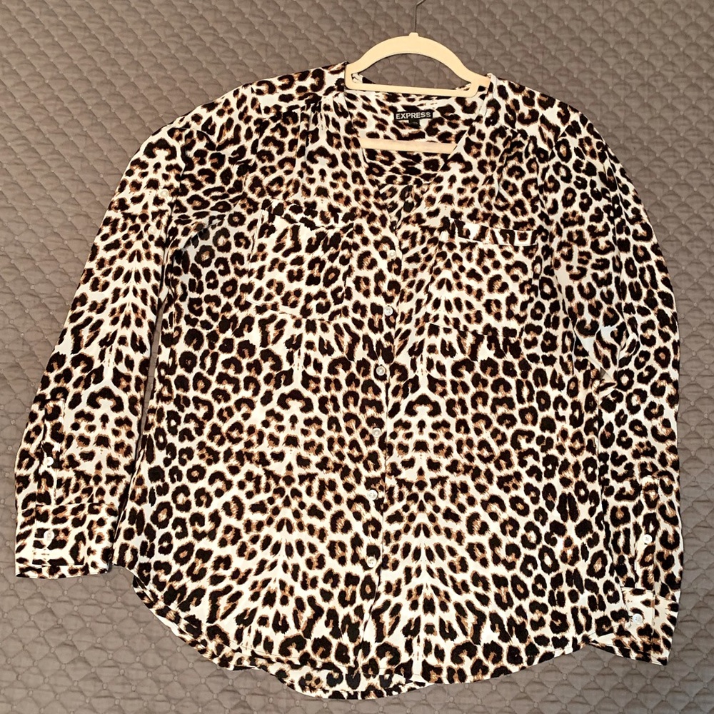 EUC Express v-neck button down blouse